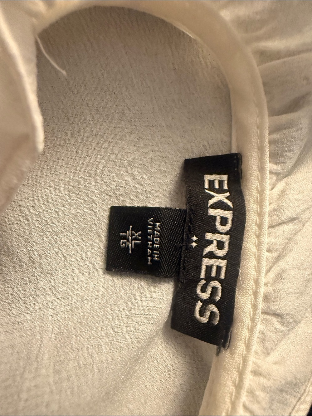 Express Cream Ruffle-Trim Button-Front Blouse - Picture 4 of 4